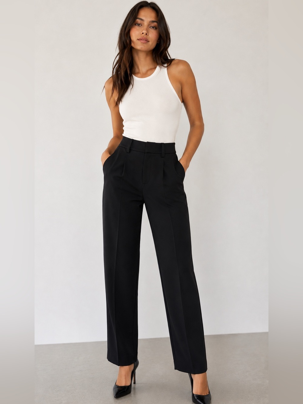Vince Black Wide Leg Tailored Dress Pants Trousers Size 0 Minimalist Career Chic